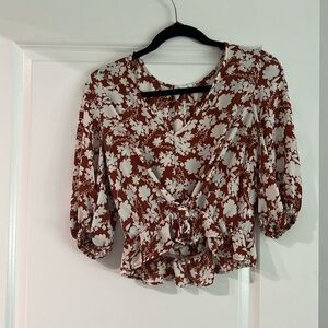 Brown and white crop top